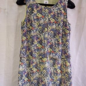 CAbi Sleeveless Top Women's Multi colored Floral Pattern Layered Lined Size XS
